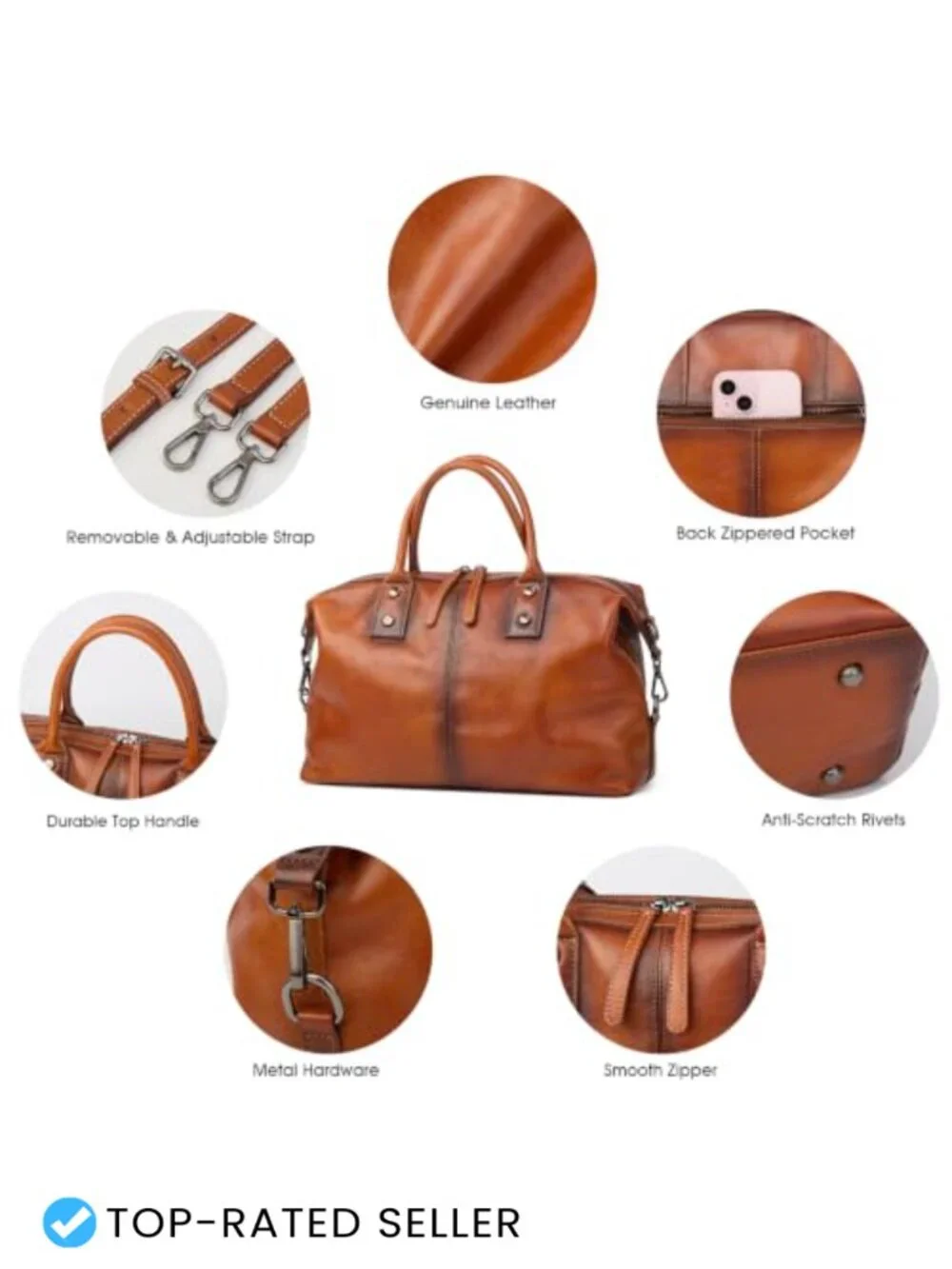 Genuine Leather Satchel Tote Handbag Crossbody Vintage Doctor
